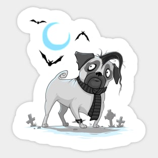 Pug in the cemetery Sticker